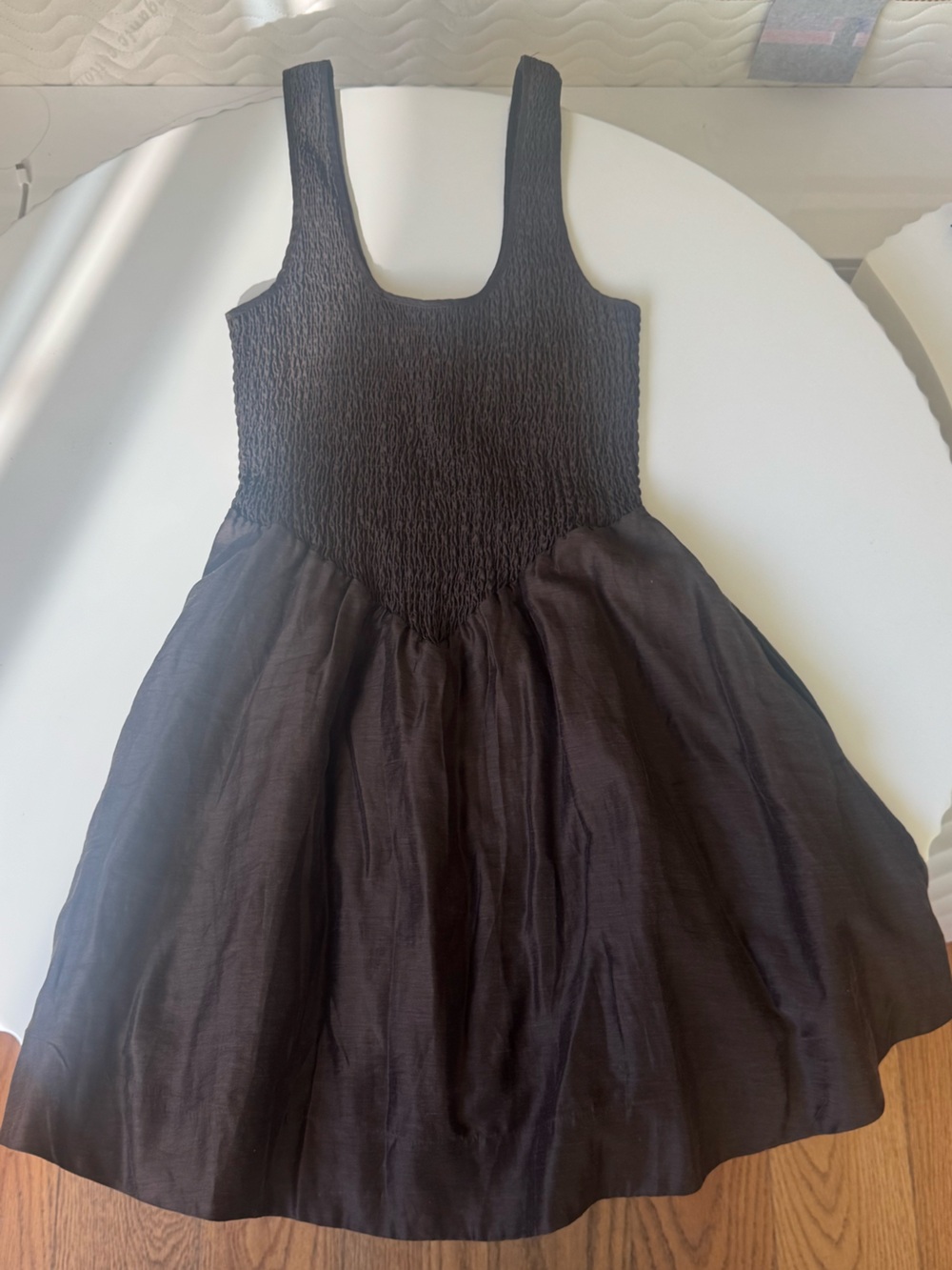 Nude Lucy Black Smocked Mini Dress